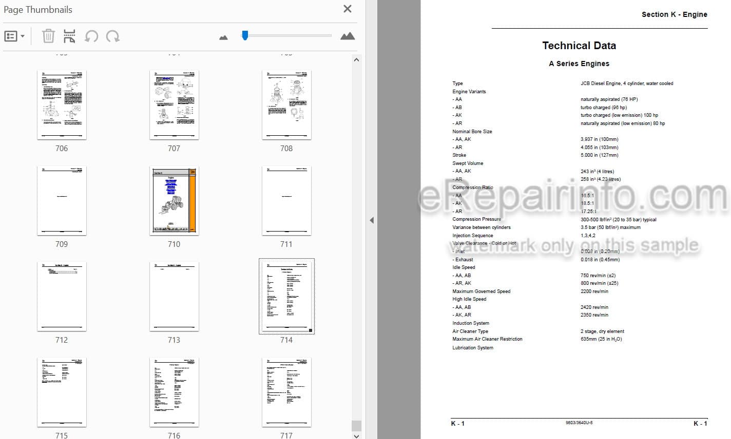 Photo 4 - JCB 506C 506CHL 508C Loadall Service Manual Telescopic Handler 9803-3640U
