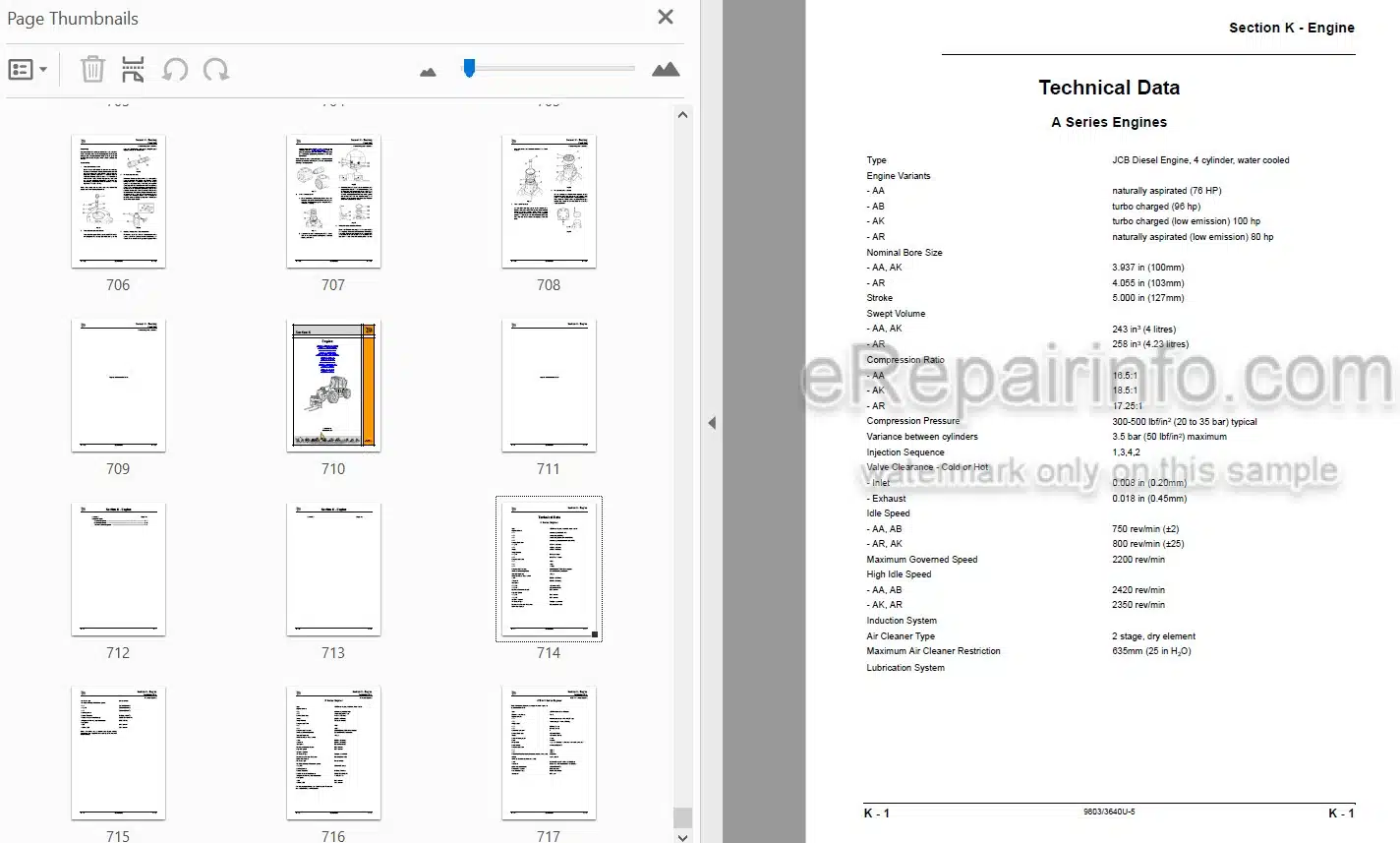Photo 4 - JCB 506C 506CHL 508C Loadall Service Manual Telescopic Handler 9803-3640U
