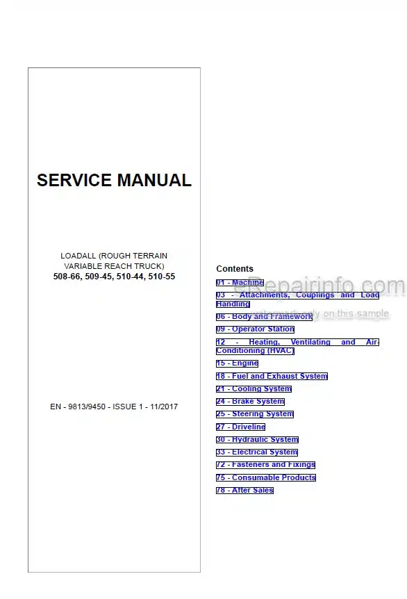 Photo 6 - JCB 508-66 509-45 510-44 510-55 Loadall Service Manual Telescopic Handler 9813-9450