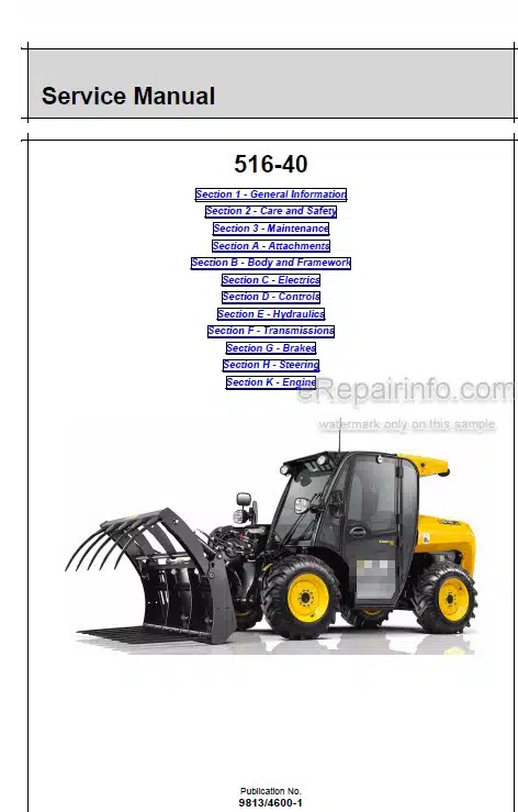 Photo 4 - JCB 516-40 Service Manual Telescopic Handler 9813-4600
