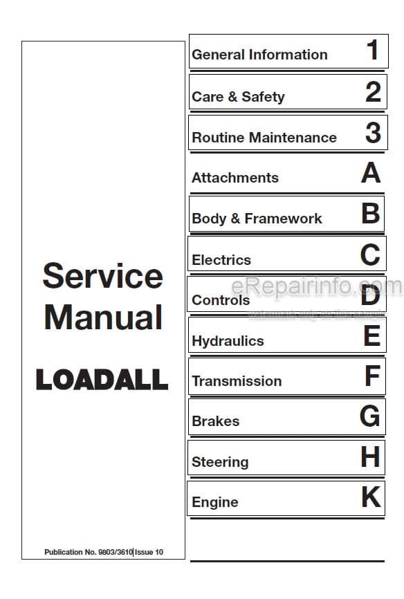 Photo 5 - JCB 520RS 520-55 AWS 526-55 Farm Special & Construction 526-55 AWS 526S AWS Loadall Service Manual Telescopic Handler 9803-3610