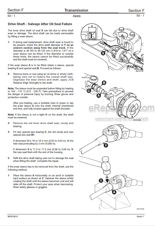 Photo 8 - JCB 520-50 525-50 525-50S Loadall Service Manual Telescopic Handler 9803-3620