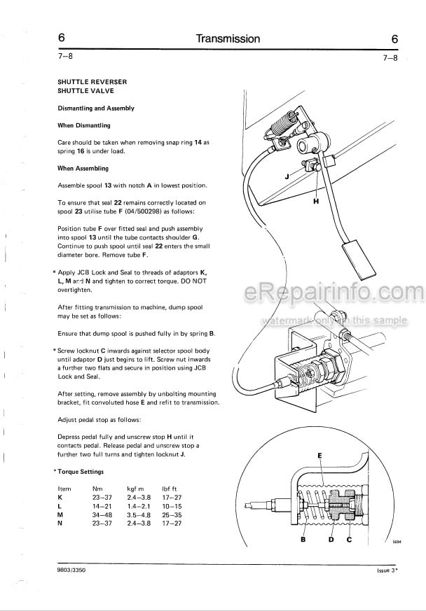 Photo 3 - JCB 520 520HL 520 Farm Special 520M 525 525B 525B HL 525B Farm Special 530 530 HL 530B 530B HL 540B 540BM Loadall Service Manual Telescopic Handler 9803-3350
