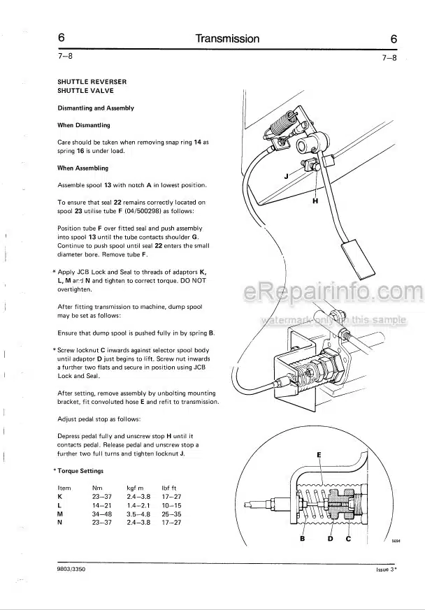 Photo 3 - JCB 520 520HL 520 Farm Special 520M 525 525B 525B HL 525B Farm Special 530 530 HL 530B 530B HL 540B 540BM Loadall Service Manual Telescopic Handler 9803-3350