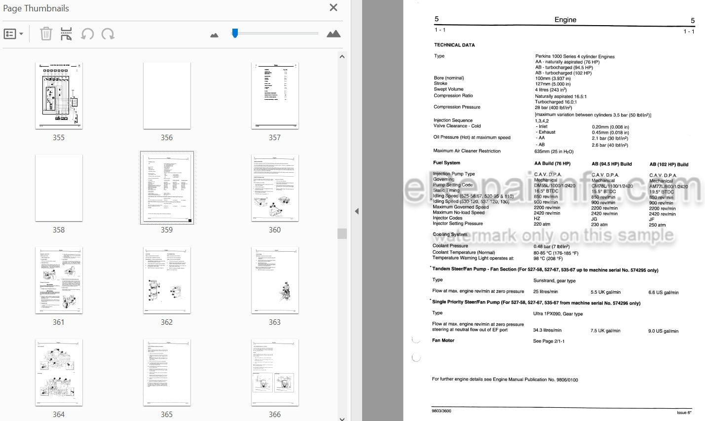 Photo 3 - JCB 525-58 525-67 530-95 530-110 530-67 530-120 537-120 537-130 Service Manual Telescopic Handler 9803-3600