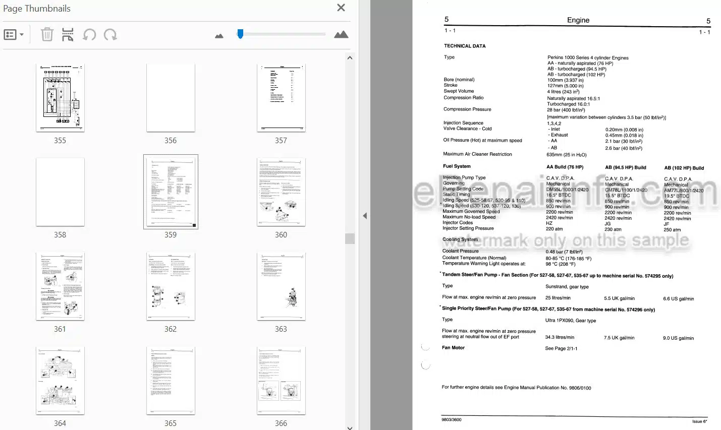 Photo 3 - JCB 525-58 525-67 530-95 530-110 530-67 530-120 537-120 537-130 Service Manual Telescopic Handler 9803-3600