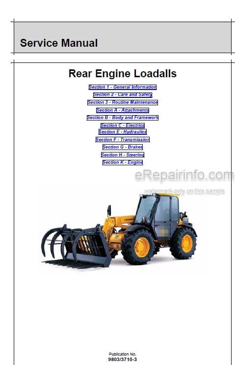 Photo 4 - JCB 526 526S 528-70 528S Loadall Service Manual Telescopic Handler 9803-3710