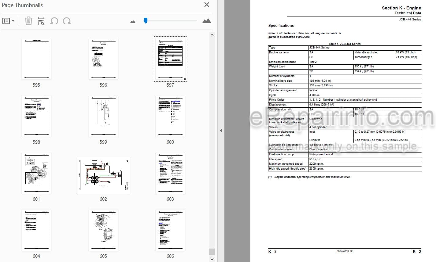 Photo 3 - JCB 526 526S 528-70 528S Loadall Service Manual Telescopic Handler 9803-3710