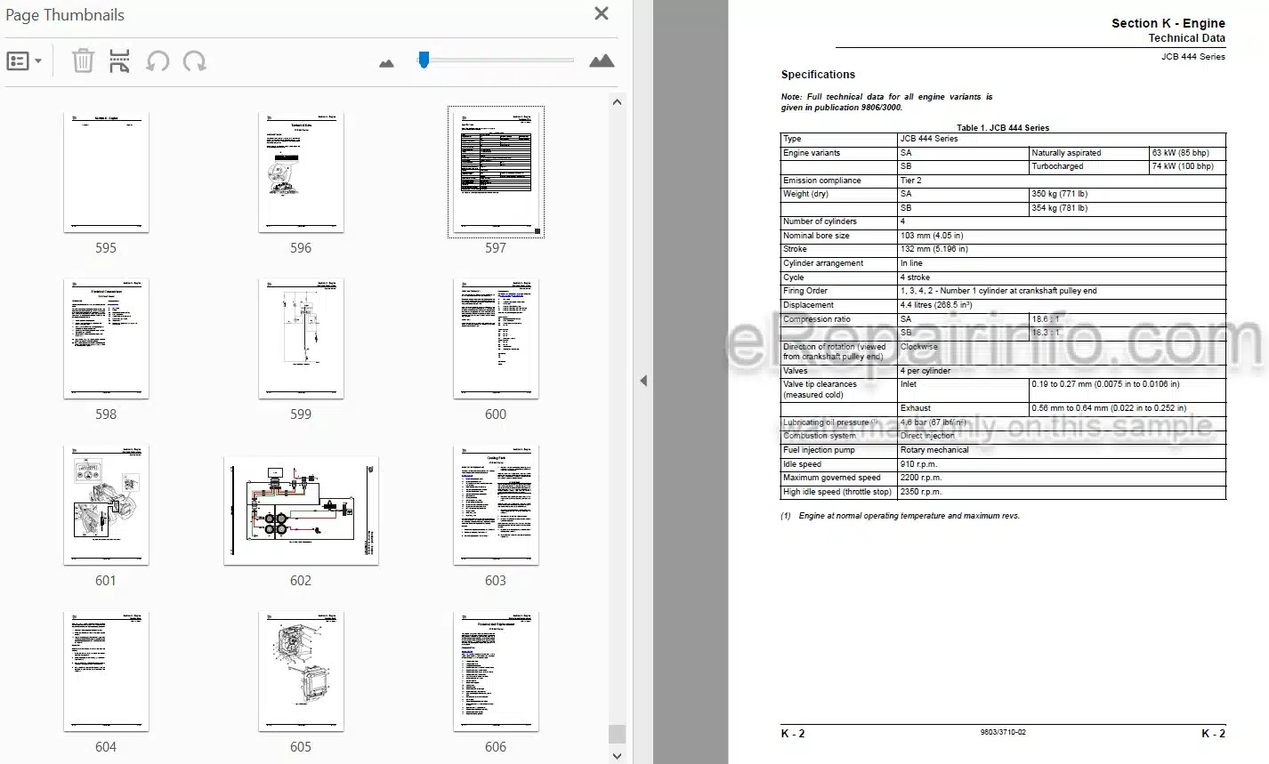 Photo 3 - JCB 526 526S 528-70 528S Loadall Service Manual Telescopic Handler 9803-3710