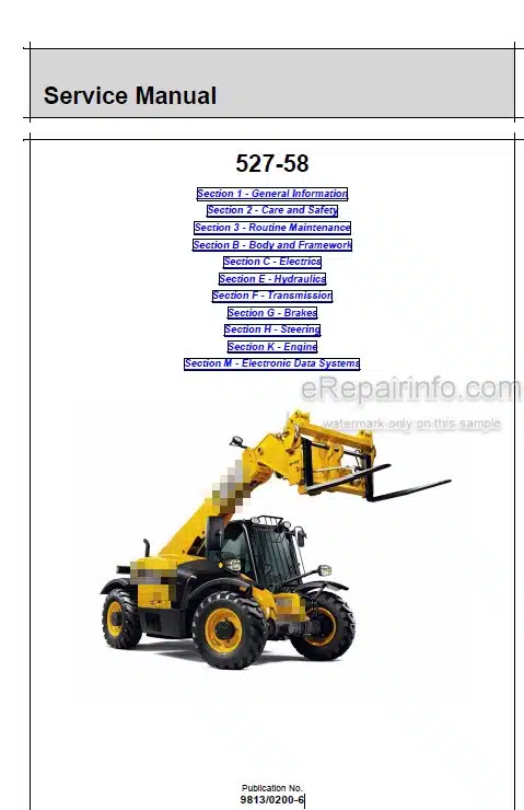 Photo 4 - JCB 527-58 Service Manual Telescopic Handler 9813-0200