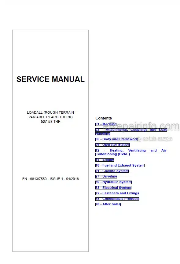 Photo 5 - JCB 527-58 T4F Loadall Service Manual Telescopic Handler 9813-7550