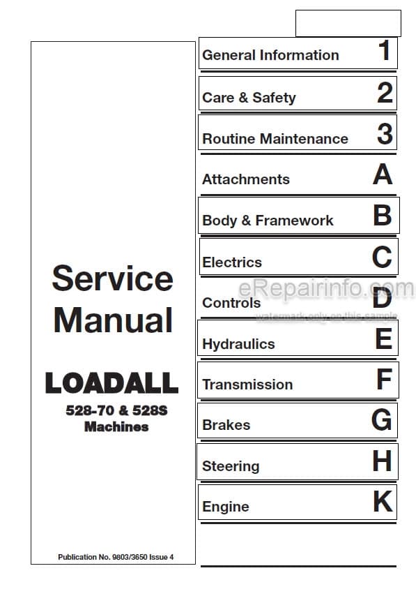 Photo 5 - JCB 528-70 528S Loadall Service Manual Telescopic Handler 9803-3650