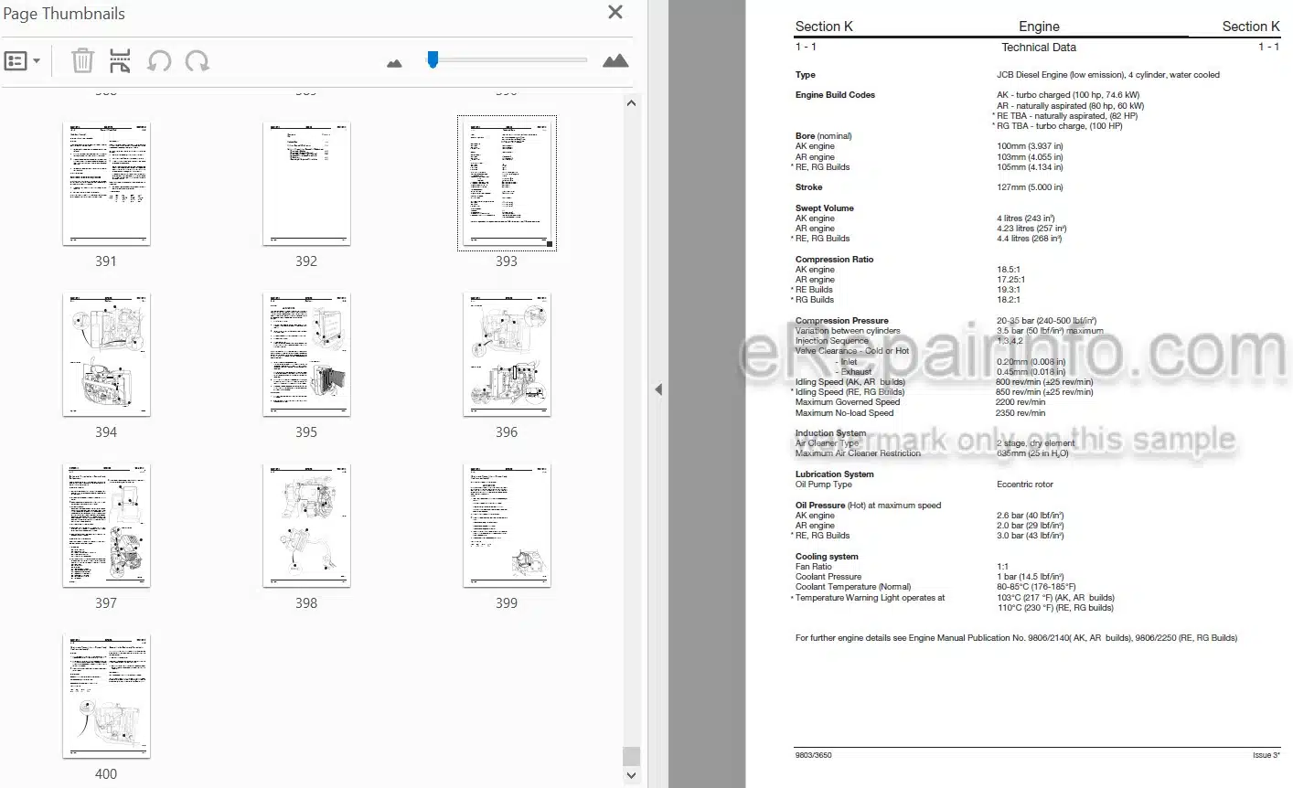 Photo 4 - JCB 528-70 528S Loadall Service Manual Telescopic Handler 9803-3650