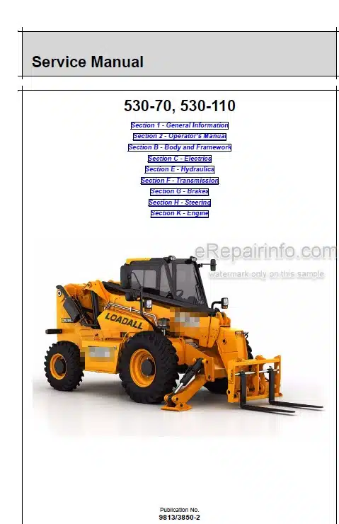Photo 5 - JCB 530-70 530-110 Loadall Service And Operators Manual Telescopic Handler 9813-3850
