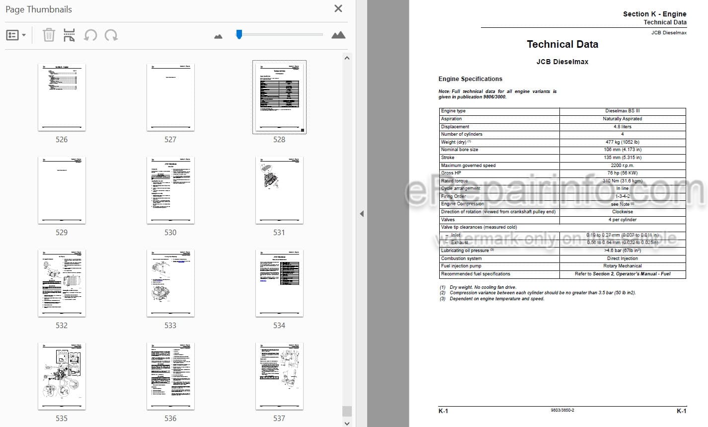 Photo 4 - JCB 530-70 530-110 Loadall Service And Operators Manual Telescopic Handler 9813-3850