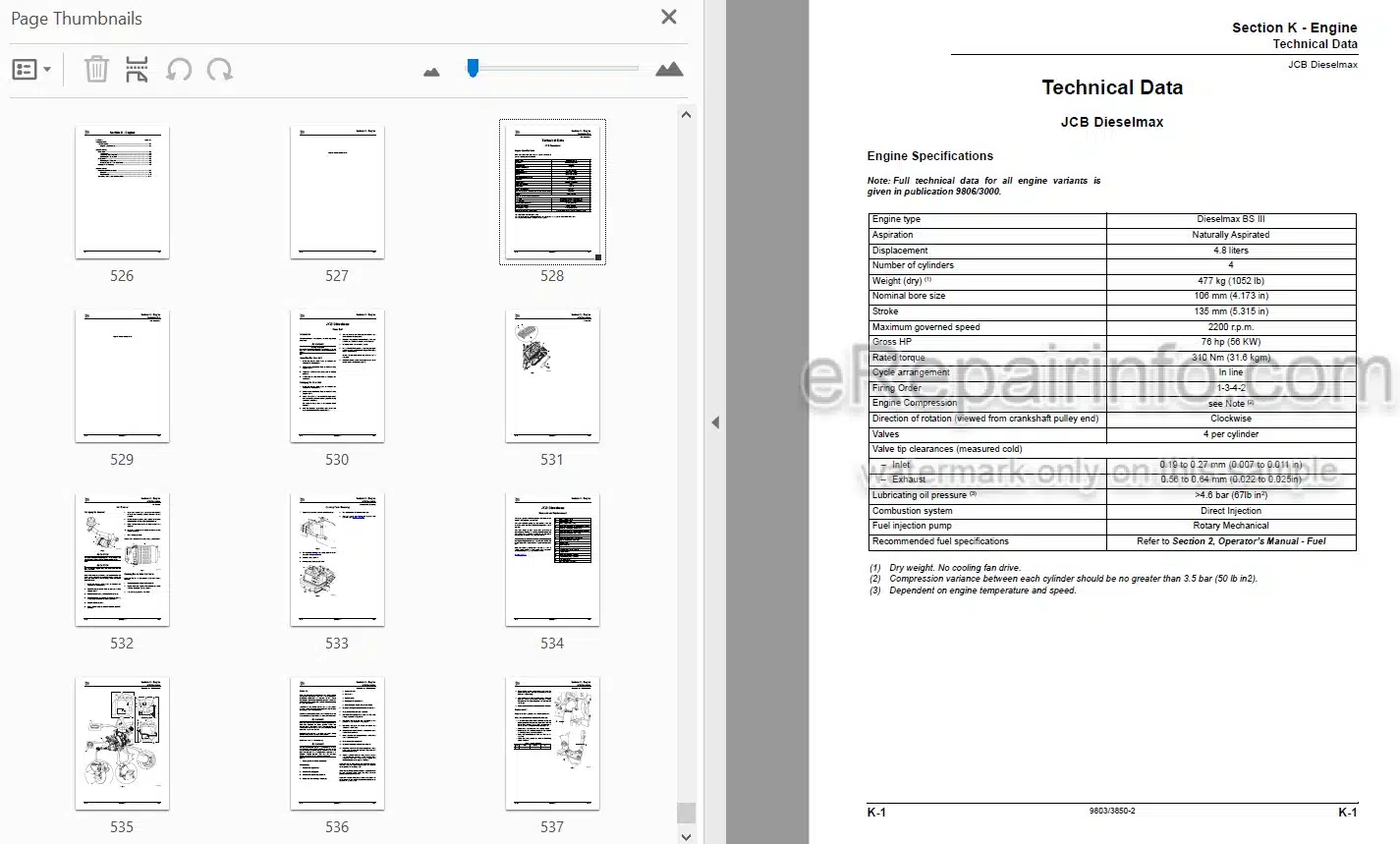 Photo 4 - JCB 530-70 530-110 Loadall Service And Operators Manual Telescopic Handler 9813-3850