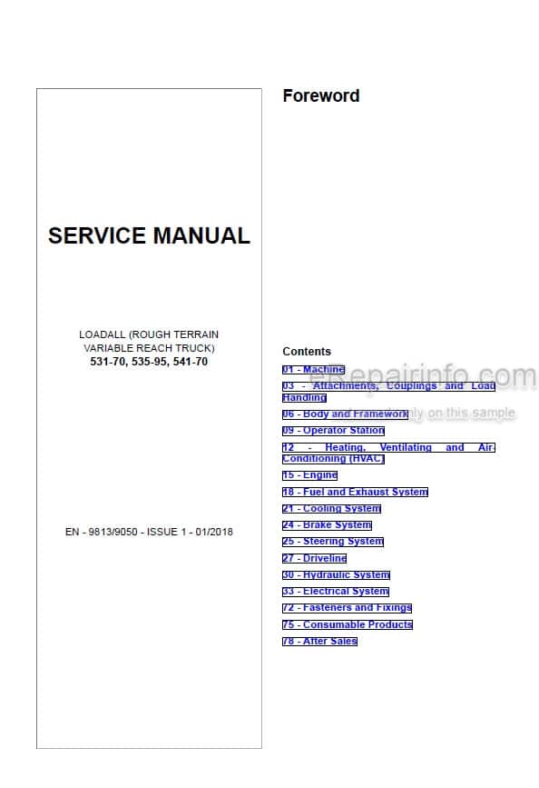 Photo 4 - JCB 531-70 535-95 541-70 Loadall Service Manual Telescopic Handler 9813-9050
