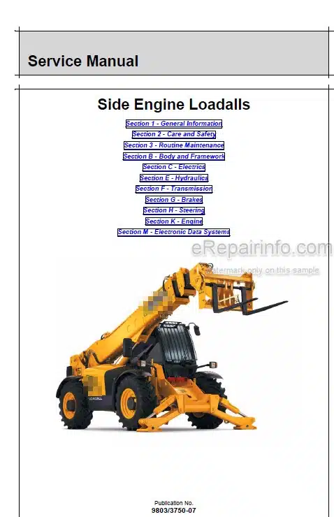 Photo 5 - JCB 540-170 550-140 540-140 550-170 535-125 Hi Viz 535-140 Hi Viz Service Manual Telescopic Handler 9803-3750