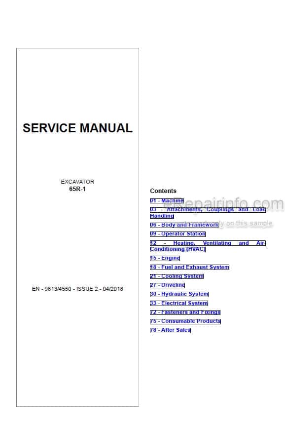 Photo 4 - JCB 65R-1 Service Manual Compact Excavator 9813-4550