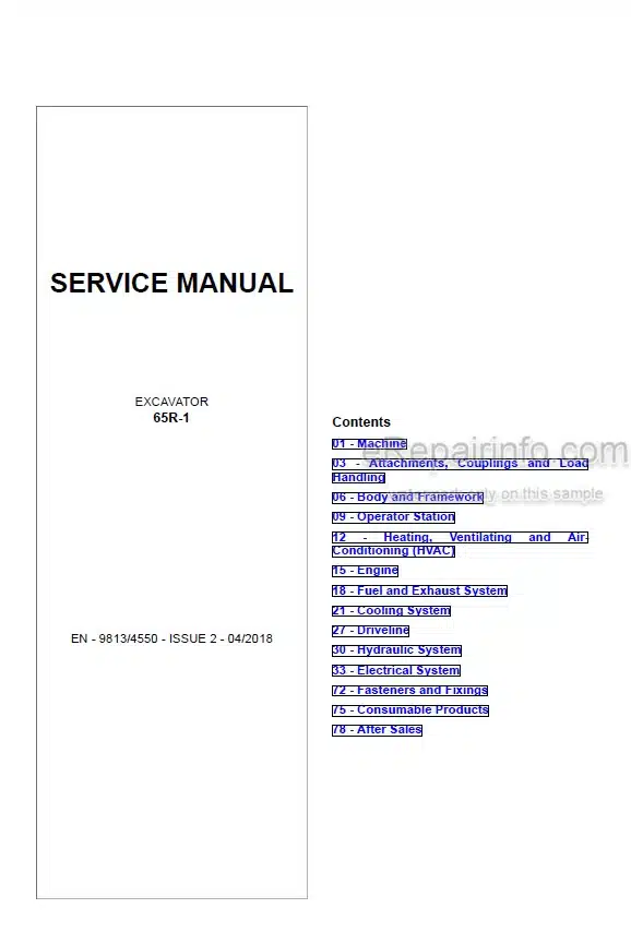 Photo 4 - JCB 65R-1 Service Manual Compact Excavator 9813-4550