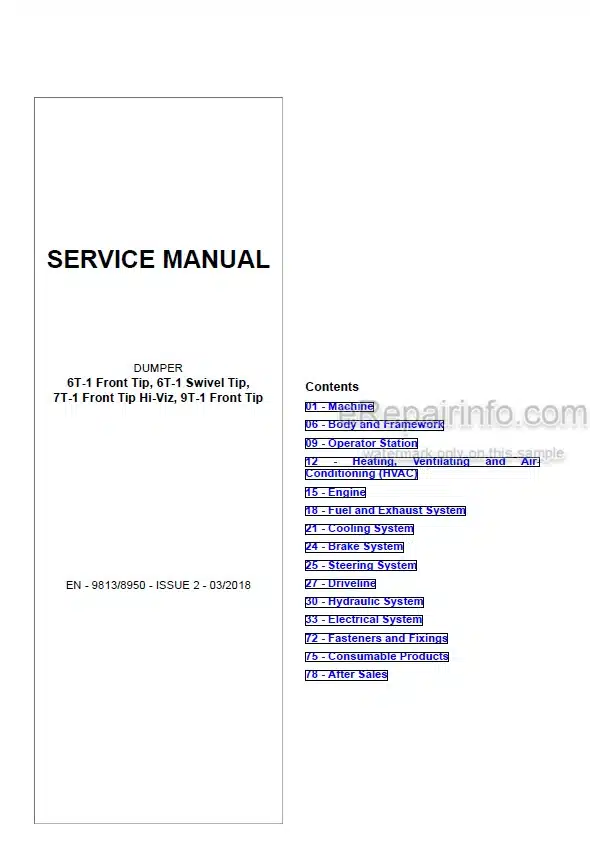 Photo 4 - JCB 6T-1 7T-1 9T-1 Service Manual Dumper 9813-8950