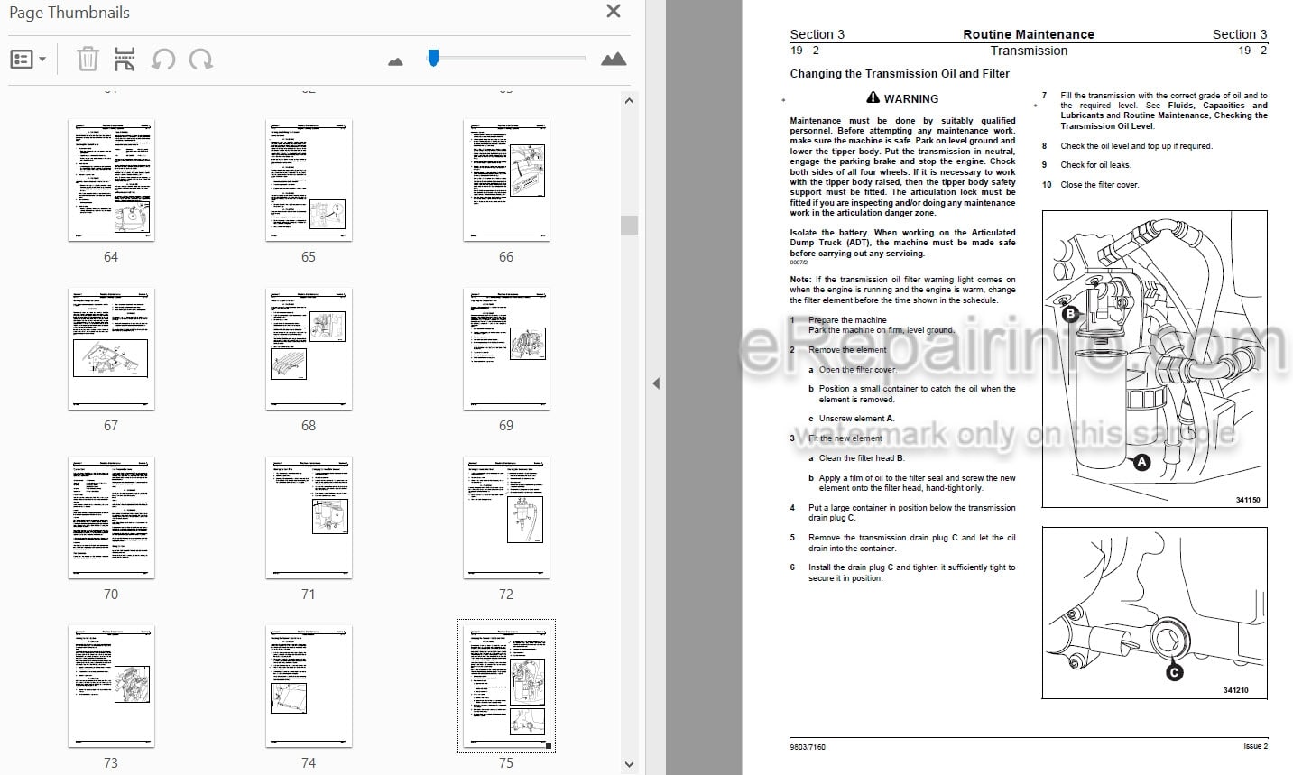Photo 4 - JCB 714 718 Service Manual Articulated Dump Truck 9803-7160
