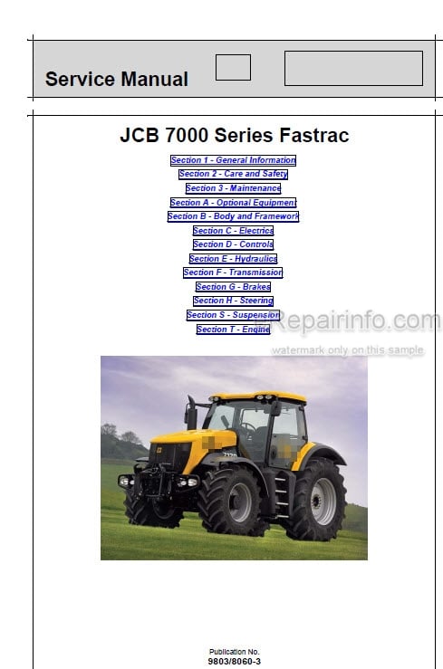 Photo 5 - JCB 7170 7200 7230 P-Tronic Fastrac Service Manual Tractor 9803-8060