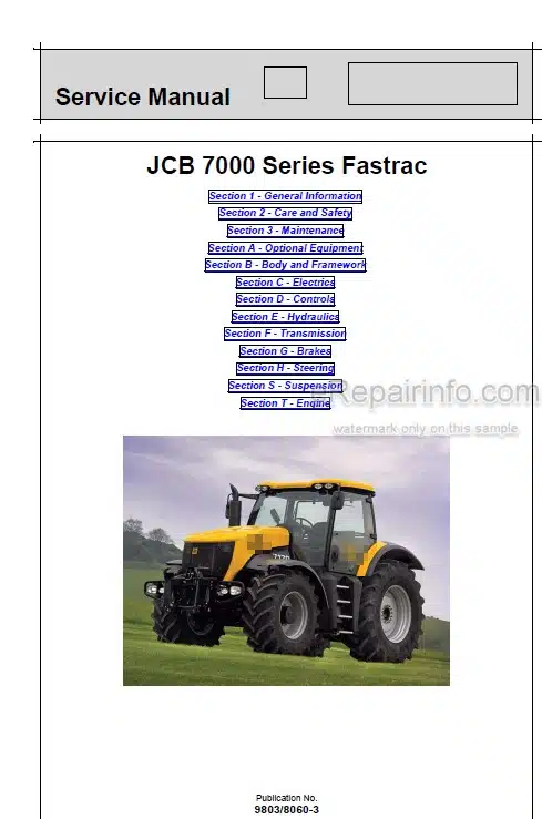 Photo 5 - JCB 7170 7200 7230 P-Tronic Fastrac Service Manual Tractor 9803-8060