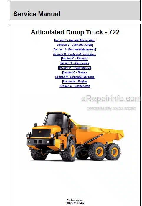 Photo 4 - JCB 722 Service Manual Articulated Dump Truck 9803-7170