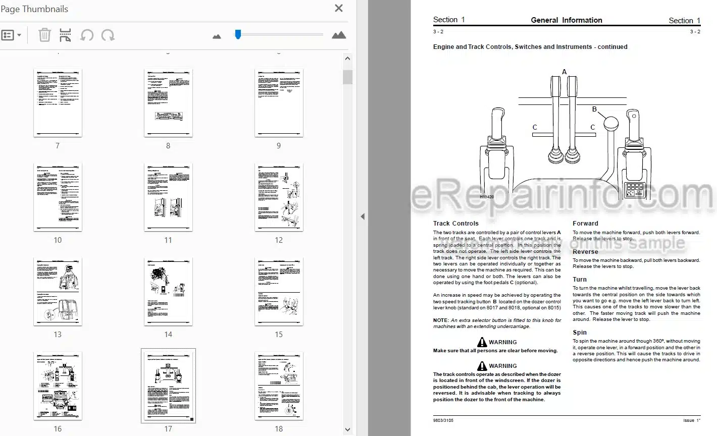 Photo 3 - JCB 8013 8015 8017 8018 801 Gravemaster Service Manual Compact Excavator 9803-3105