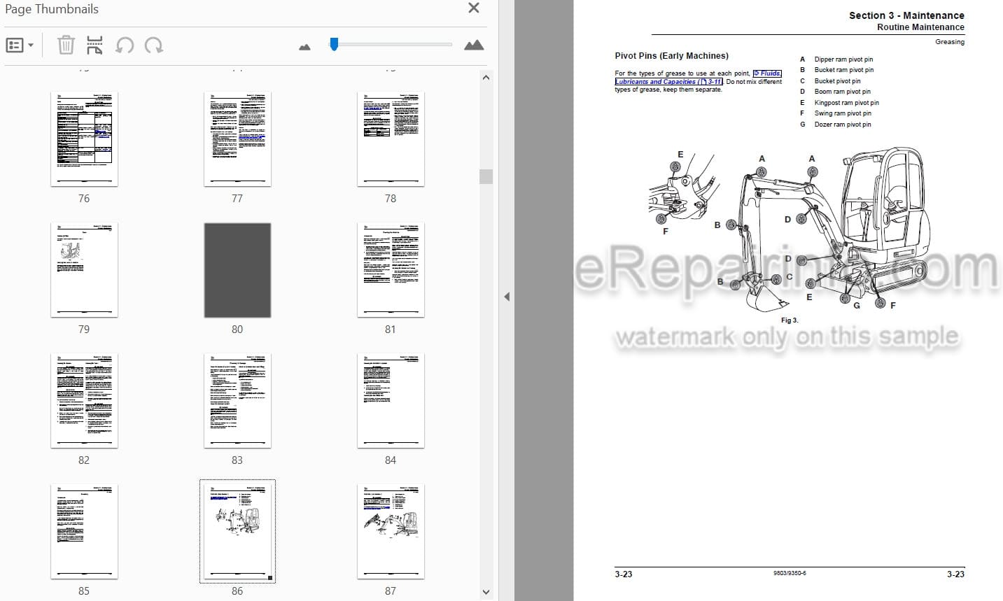 Photo 3 - JCB 8014 8016 8018 8020 Service Manual Compact Excavator 9803-9350