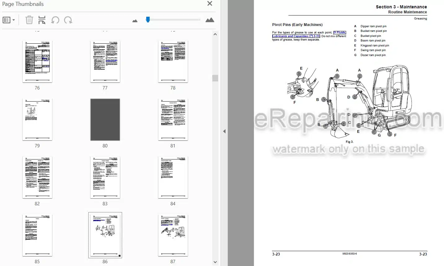 Photo 3 - JCB 8014 8016 8018 8020 Service Manual Compact Excavator 9803-9350