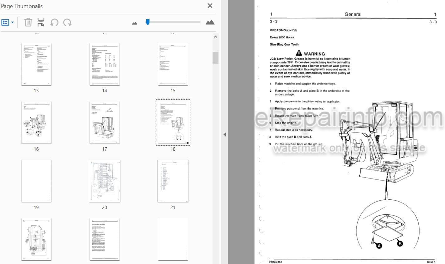 Photo 4 - JCB 801 Service Manual Compact Excavator 9803-3161