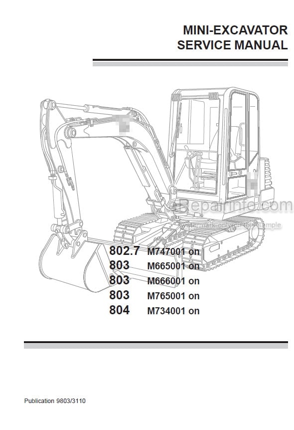 Photo 5 - JCB 802.7 803 804 Service Manual Mini Excavator 9803-3110