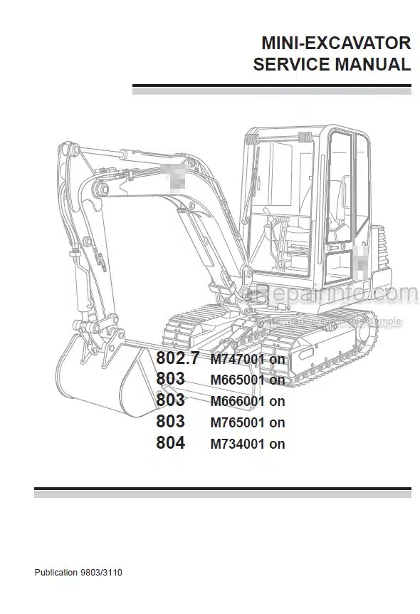 Photo 5 - JCB 802.7 803 804 Service Manual Mini Excavator 9803-3110