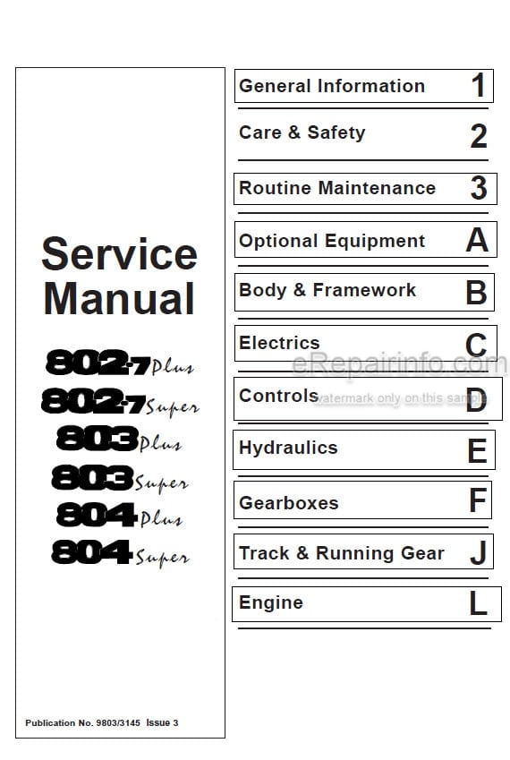Photo 5 - JCB 802.7 803 804 Super Plus Service Manual Compact Excavator 9803-3145