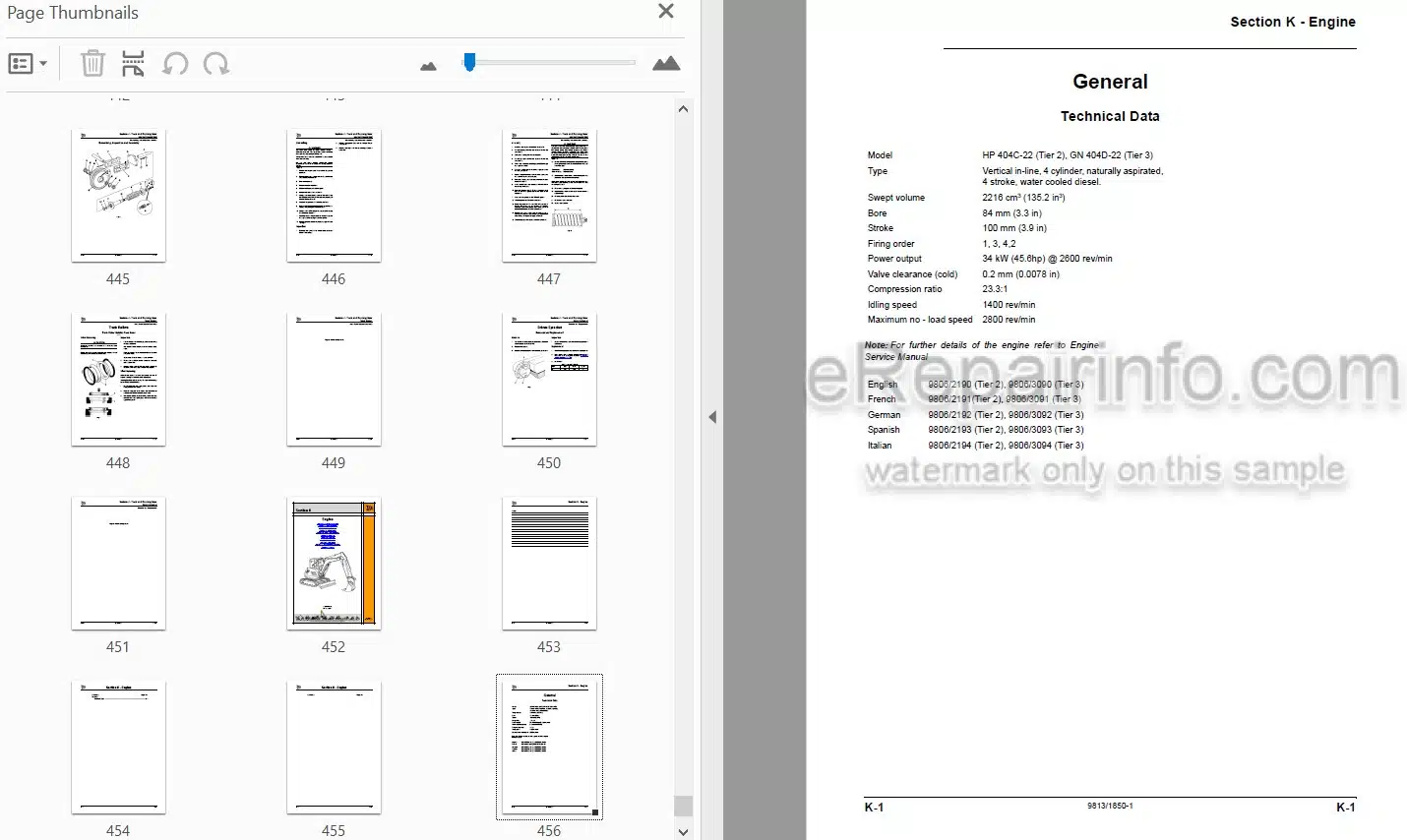 Photo 4 - JCB 8040ZTS 8045ZTS 8050ZTS 8050RTS 8055RTS 8055ZTS Service Manual Compact Excavator 9813-1850