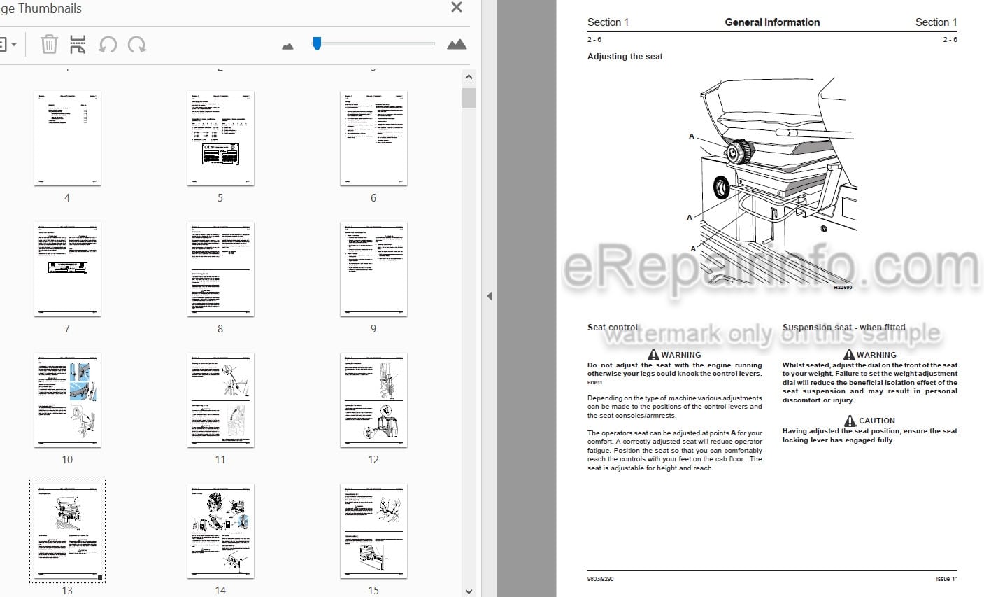 Photo 5 - JCB 8052 8060 Service Manual Compact Excavator 9803-9290