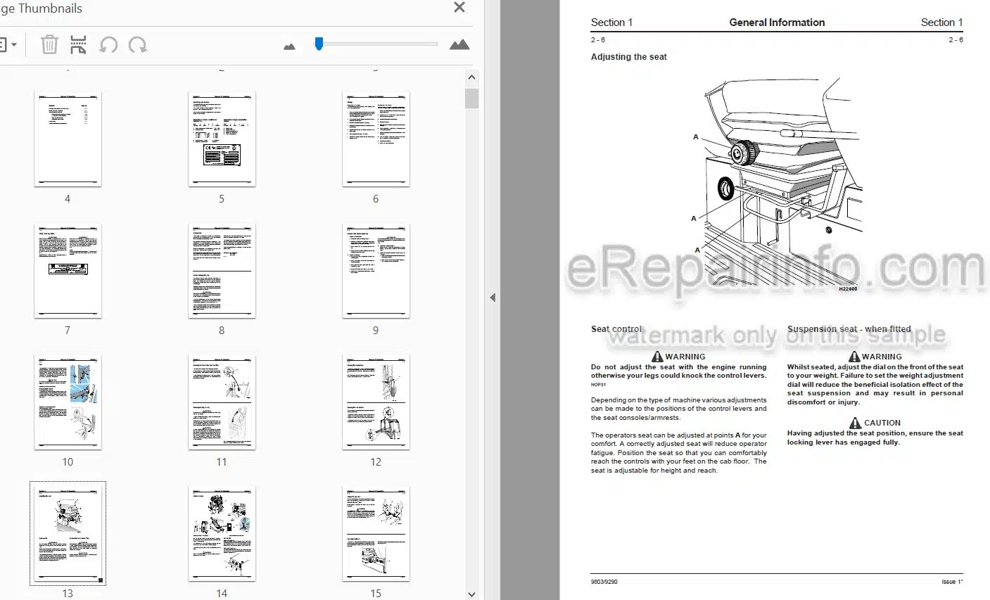 Photo 5 - JCB 8052 8060 Service Manual Compact Excavator 9803-9290