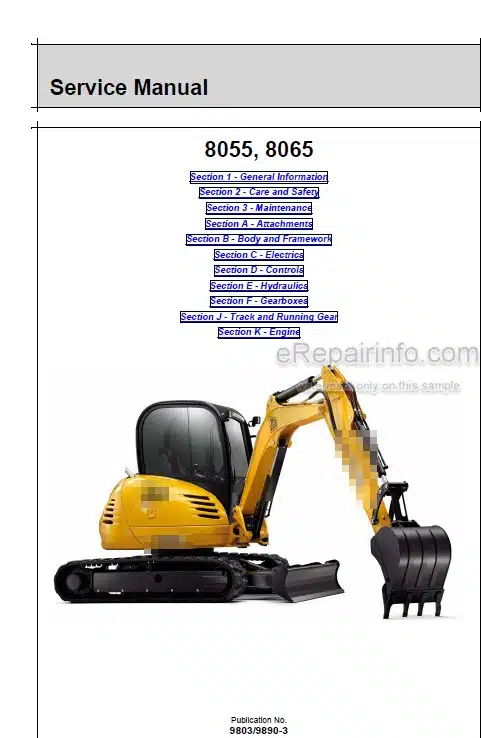 Photo 5 - JCB 8055 8065 Service Manual Compact Excavator 9803-9890