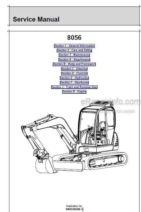 Photo 5 - JCB 8056 Service Manual Compact Excavator 9803-9296