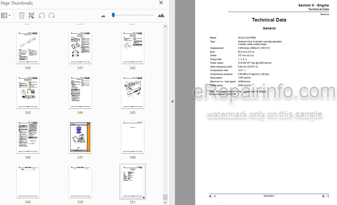 Photo 4 - JCB 8056 Service Manual Compact Excavator 9803-9296