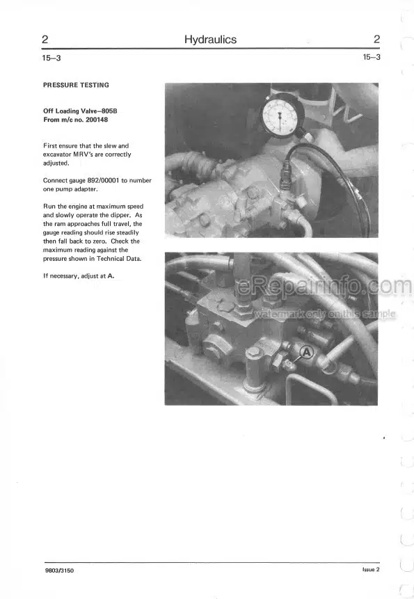 Photo 3 - JCB 805 805B 806B 807B 808 Service Manual Excavator 9803-3150