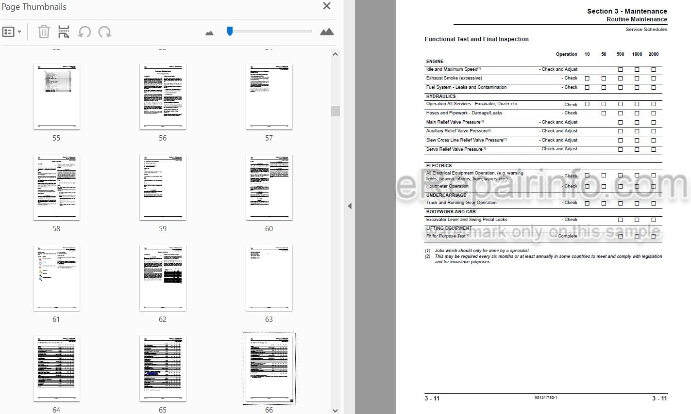 Photo 4 - JCB 8061 Service Manual Compact Excavator 9813-1750