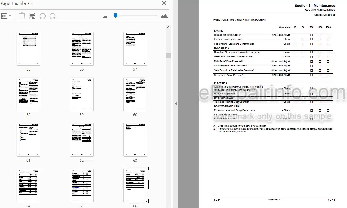 Photo 4 - JCB 8061 Service Manual Compact Excavator 9813-1750