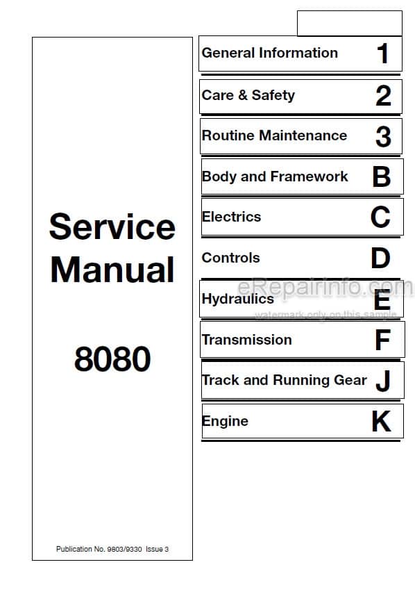Photo 5 - JCB 8080 Service Manual Compact Excavator 9803-9330