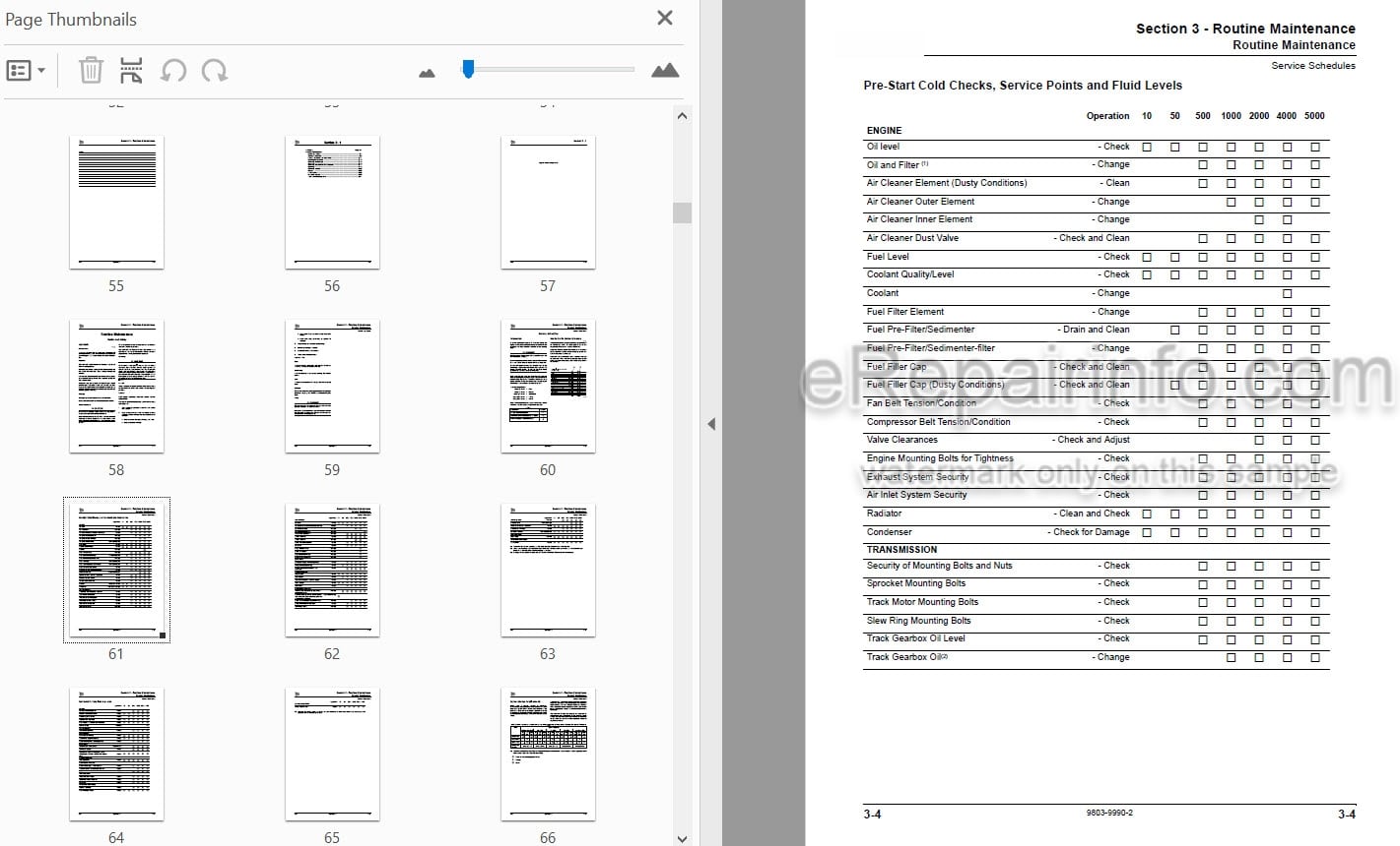 Photo 4 - JCB 8085 Service Manual Compact Excavator 9803-9990