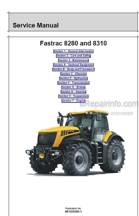 Photo 5 - JCB 8280 8310 Fastrac Service Manual Tractor 9813-0350