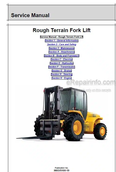 Photo 5 - JCB 926 930 940 950 Service Manual Rough Terrain Forklift Truck 9803-5100
