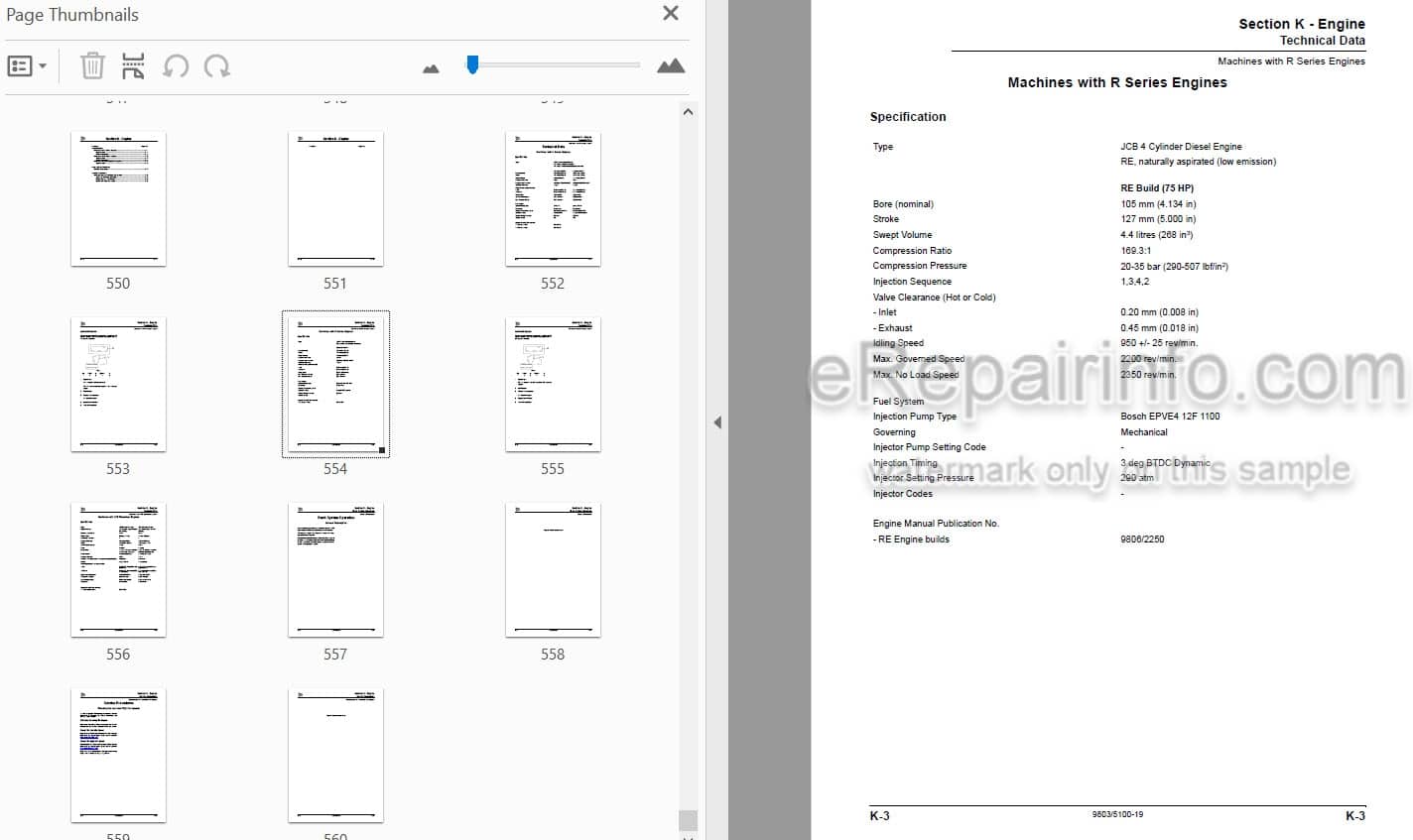 Photo 4 - JCB 926 930 940 950 Service Manual Rough Terrain Forklift Truck 9803-5100